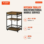 Kitchen trolley multifunctional mobile service trolley with 3 shelves Cup holder and towel rails tray for dining room 77 — Infografia EN (medidas)