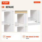 Kitchen Trolley with Wheels Serving Cart 3 Drawers 3 Open Shelves Removable Tray White 67x37x84cm — Infografia PT (detalhe)