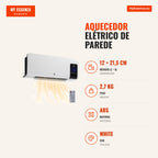 1000W/2000W Wall-Mounted Electric Heater with LED Display Remote Control Thermostat Timer for 15-20 m² 54.5x12x21.5 cm W — Infografia PT (medidas)