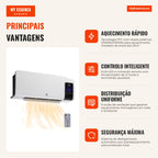 1000W/2000W Wall-Mounted Electric Heater with LED Display Remote Control Thermostat Timer for 15-20 m² 54.5x12x21.5 cm W — Infografia PT (vantagens)