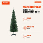 180cm Fireproof Artificial Christmas Tree with 390 PVC Branch Tips and Plastic Stand Green — Infografia EN (medidas)