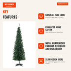 180cm Fireproof Artificial Christmas Tree with 390 PVC Branch Tips and Plastic Stand Green — Infografia EN (vantagens)
