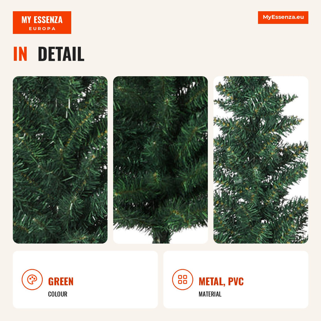 180cm Fireproof Artificial Christmas Tree with 390 PVC Branch Tips and Plastic Stand Green — Infografia EN (detalhe)