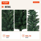180cm Fireproof Artificial Christmas Tree with 390 PVC Branch Tips and Plastic Stand Green — Infografia EN (detalhe)