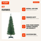 150cm Fire-Resistant Artificial Christmas Tree with 294 PVC Branch Tips and Plastic Stand Festive Indoor Decoration Easy — Infografia EN (vantagens)