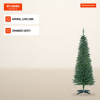 150cm Fire-Resistant Artificial Christmas Tree with 294 PVC Branch Tips and Plastic Stand Festive Indoor Decoration Easy — Infografia EN (em uso)