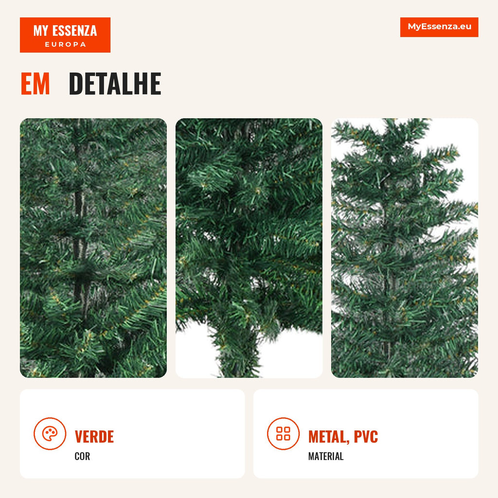 150cm Fire-Resistant Artificial Christmas Tree with 294 PVC Branch Tips and Plastic Stand Festive Indoor Decoration Easy — Infografia PT (detalhe)