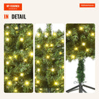 HOMCOM Artificial Christmas Tree with 490 Branches 170 LED Lights and Foldable Metal Base for Indoor Ø75x150 cm Green — Infografia EN (detalhe)
