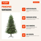 150cm Artificial Christmas Tree with Foldable Base 440 PE Trident and PVC Tips Decorative Indoor Outdoor Tree Ø75x150cm  — Infografia PT (vantagens)