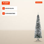 225 cm Christmas Tree Artificial Snowy Tree with 738 Branches and Metal Stand Christmas Tree for Living Room Green and W — Infografia PT (em uso)