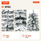 Christmas Tree Ø140x225cm Artificial Snow with 1083 PVC Tips Foldable Base and Metal Support Indoor Decoration Green and — Infografia EN (detalhe)