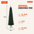 Artificial Christmas Tree 180cm Height with 380 Fire-retardant PVC Branches Foldable Base Metal Support Indoor Decoratio — Infografia EN (medidas)