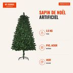 150cm Fireproof Artificial Christmas Tree with 454 PVC-Tipped Branches and Steel Base — Infografia FR (medidas)