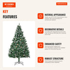 Artificial Christmas Tree Ø90x180cm with 1111 PVC Branches and 59 Pinecones Foldable Base and Steel Stand Indoor Christm — Infografia EN (vantagens)