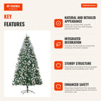 Artificial Christmas Tree Ø105x210cm with 1440 PVC Tips and 75 Cones Foldable Base and Steel Stand Indoor Christmas Deco — Infografia EN (vantagens)