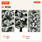 Christmas Tree Ø95x210cm Artificial Snow with 784 Flame-Retardant Branch Tips and Steel Stand Indoor Decoration Green an — Infografia EN (detalhe)