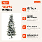 Christmas Tree Ø95x210cm Artificial Snow with 784 Flame-Retardant Branch Tips and Steel Stand Indoor Decoration Green an — Infografia PT (vantagens)