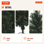 150cm Artificial Christmas Tree with 219 PVC Pine Needles Fireproof Foldable Base and Steel Stand Quick Assembly Indoor  — Infografia EN (detalhe)
