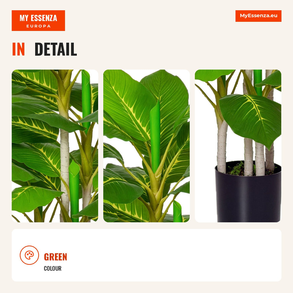 95cm Artificial Plant with 33 Realistic Leaves in Cement Pot Evergreen Imitation Plant for Indoor and Outdoor Decoration — Infografia EN (detalhe)