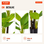 Artificial Banana Plant 150 cm with Pot and 18 Leaves for Home and Garden Decor — Infografia PT (detalhe)