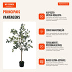 Artificial Eucalyptus 120 cm Large Decorative Indoor Plant with 230 Leaves — Infografia PT (vantagens)