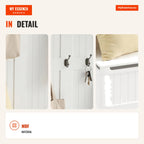 Entryway Wardrobe Cabinet with Bench 5 Hooks Storage 96x34x179.7cm Ivory — Infografia EN (detalhe)