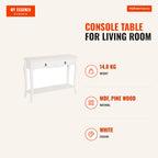 Console Table for Living Room with 2 Drawers and Bottom Shelf 100x33x75cm White — Infografia EN (medidas)