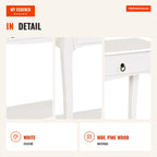 Console Table for Living Room with 2 Drawers and Bottom Shelf 100x33x75cm White — Infografia EN (detalhe)