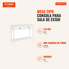 Console Table for Living Room with 2 Drawers and Bottom Shelf 100x33x75cm White — Infografia PT (medidas)