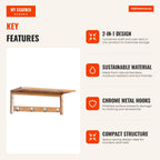 Entrance Coat Rack with 4 Bamboo Hooks 50x17x20cm HOMCOM — Infografia EN (vantagens)
