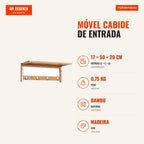 Entrance Coat Rack with 4 Bamboo Hooks 50x17x20cm HOMCOM — Infografia PT (medidas)