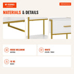 Mesita Auxiliar con 1 Cajón y Estante para Dormitorio y Sala 45x40x60cm Blanco — Infografia EN (materiais e detalhes)