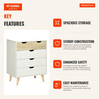 HOMCOM 5 Drawer Chest with Raised Legs for Bedroom — Infografia EN (vantagens)