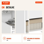 Bedside Table with Charging Station, USB Ports, Drawer and Open Shelves 40x40x60 cm White — Infografia PT (detalhe)