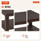 2-Tier Coffee Table Side Table for Living Room Office 90x45x45.5cm Walnut — Infografia EN (detalhe)