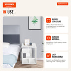 Mesa de centro Mesita de noche Mesa de café Mesas auxiliares para salón dormitorio Estantería 45x40x55cm Blanco — Infografia EN (em utilização)