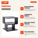 Side Table Bedside Table 2-Tier Coffee Table with Storage Shelf 40x40x43 cm Black — Infografia PT (vantagens)