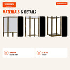 Wood Floor Lamp with 3 Storage Shelves for E27 Bulb Max 40W Modern Lamp for Living Room Bedroom 26x26x160 cm Rustic Brow — Infografia EN (materiais e detalhes)