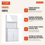 Kitchen Cabinet with Drawer, 4 Doors & Adjustable Shelves | HOMCOM — Infografia FR (vantagens)