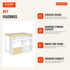 Extendable High Table with Foldable Side Bistro Table with Storage Compartments and 1 Door for Kitchen Dining Room 116x7 — Infografia EN (vantagens)