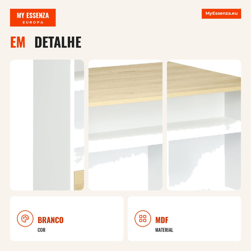 Extendable High Table with Foldable Side Bistro Table with Storage Compartments and 1 Door for Kitchen Dining Room 116x7 — Infografia PT (detalhe)
