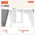 Children's Shelf with Seat Shelf with 6 Cubes and Bench with Cushion 102x30x61cm White and Grey — Infografia EN (detalhe)