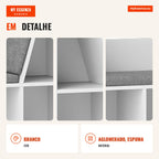 Estante com Assento 6 Compartimentos Estofada 105x30x63 cm Branco — Infografia PT (detalhe)