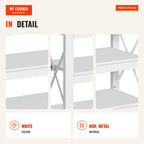 Modern Style Console Table with 2 Drawers and Shelves 105x40x76 cm White — Infografia EN (detalhe)