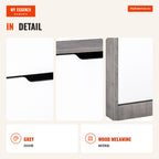 Modern Shoe Cabinet with 2 Flip Shelves for 8 Pairs 62.5x26x81 cm Grey — Infografia EN (detalhe)