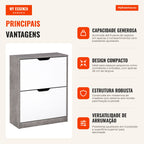 Modern Shoe Cabinet with 2 Flip Shelves for 8 Pairs 62.5x26x81 cm Grey — Infografia PT (vantagens)
