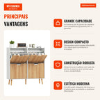 Shoe Cabinet with 4 Drawers and Adjustable Shelves Hallway Shoe Rack for 16 Pairs 95x26x95 cm White and Wood — Infografia PT (vantagens)