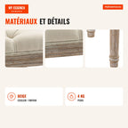 Vintage Style Living Room Bench with Button-Tufted Seat and Carved Wooden Legs 40x40x43 cm Beige HOMCOM — Infografia FR (materiais e detalhes)