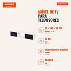 TV Stand for TVs up to 60” Modern Living Room Furniture with 2 Drawers and Open Compartment 140x30x32cm White and Black — Infografia PT (medidas)