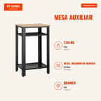 Industrial Style Side Table with 2 Metal Grid Shelves and Adjustable Feet 45x35x75cm Oak and White HOMCOM — Infografia PT (medidas)